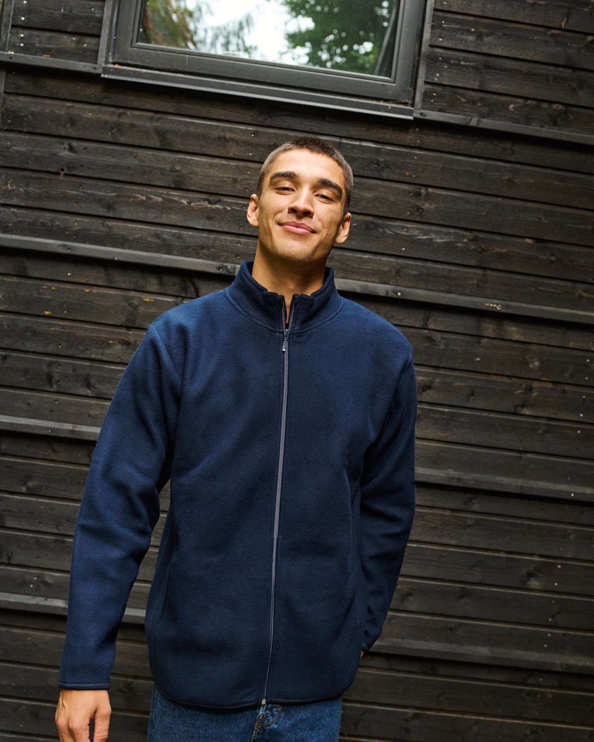 Recycled Fleece Jacket in Navy aus recyceltem Polyester